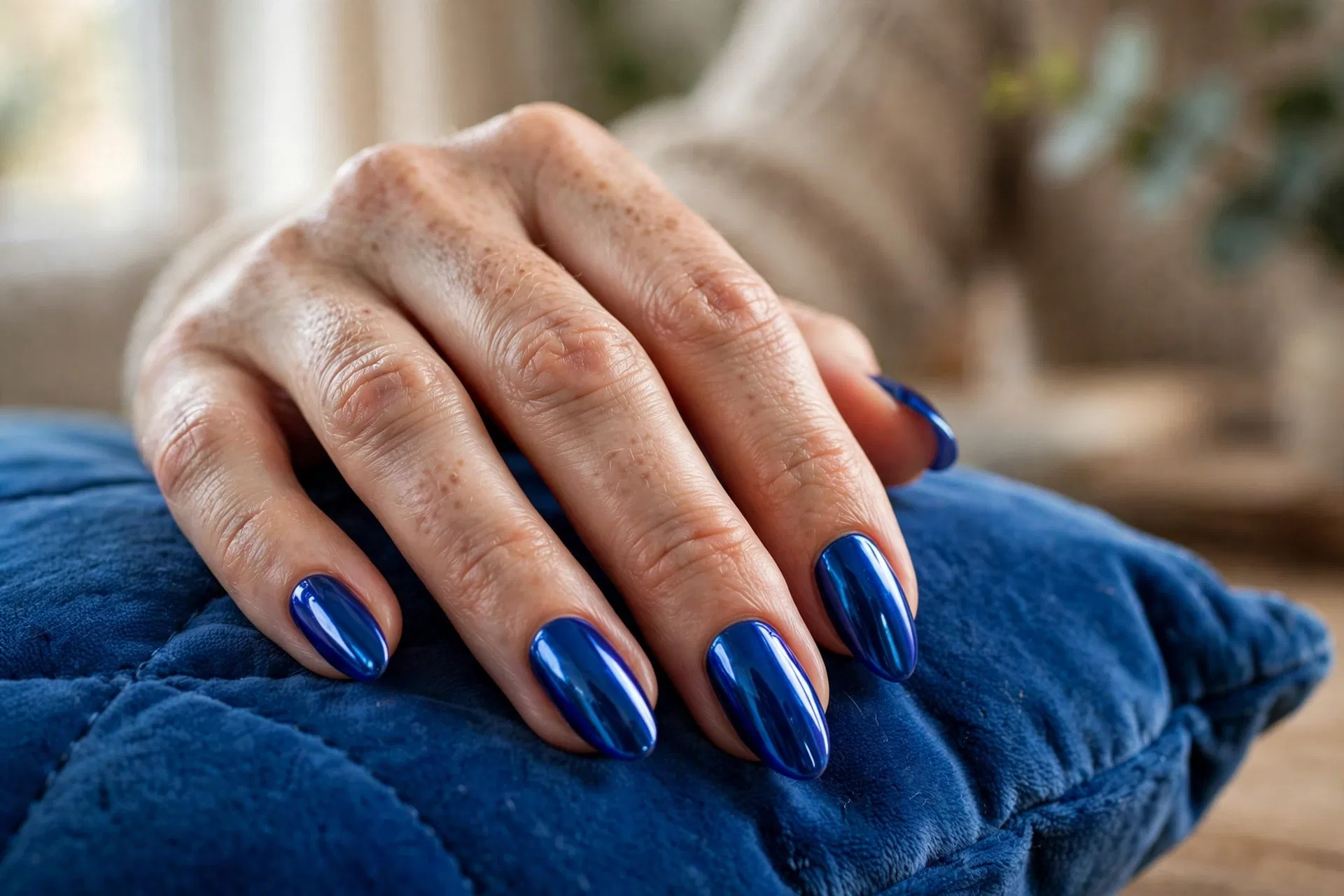 Cobalt Blue Chrome Nails