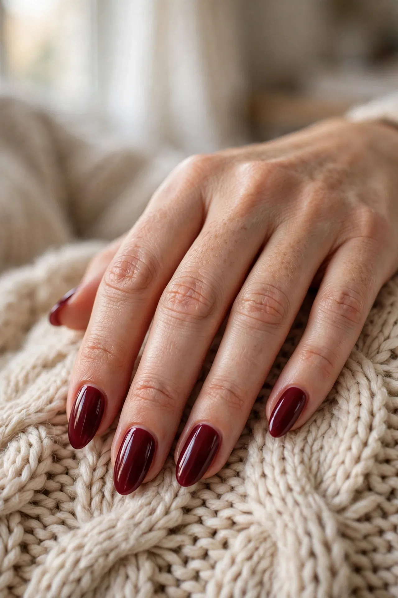 Cozy Fireside Burgundy Nails