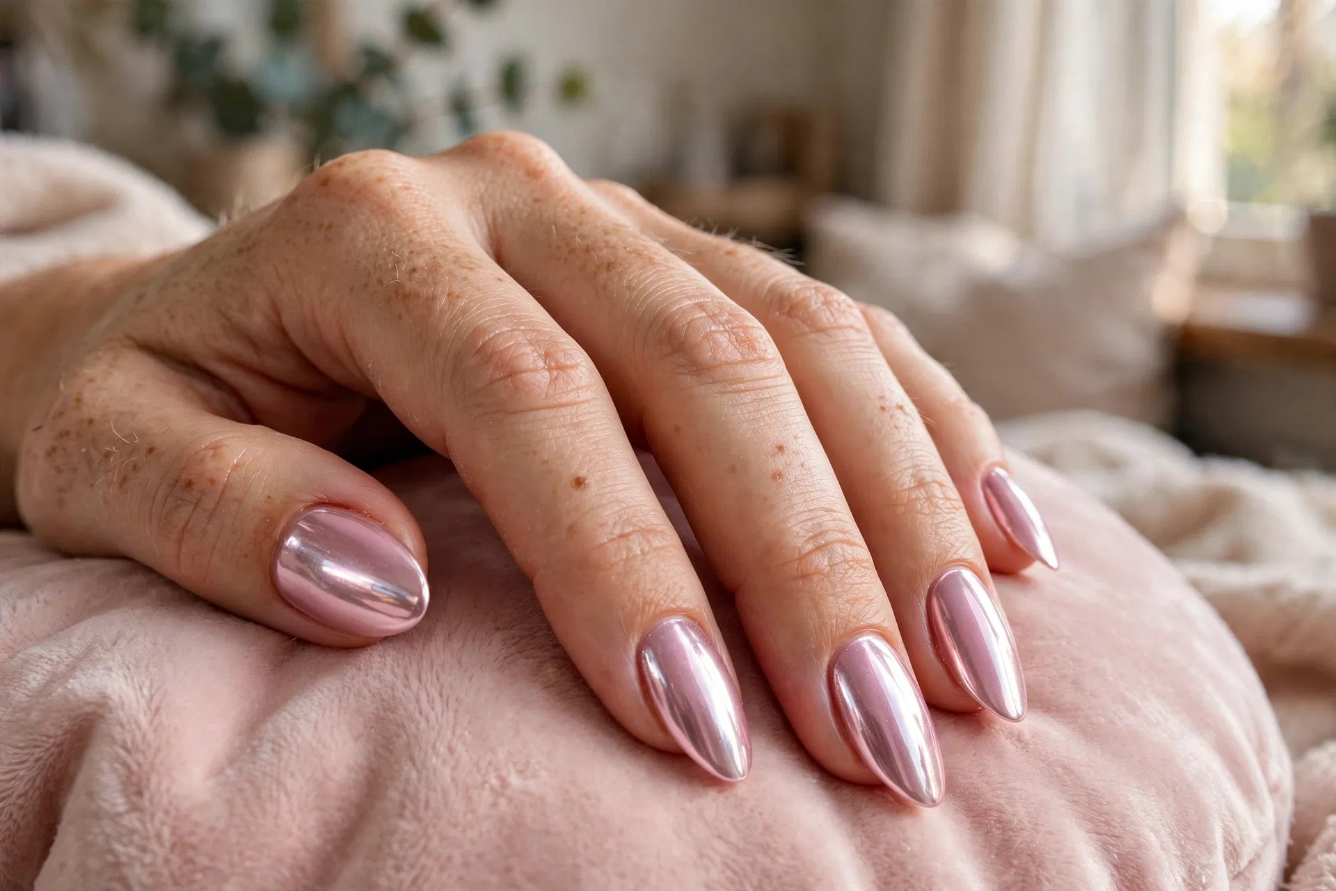 Icy Pink Chrome Nails