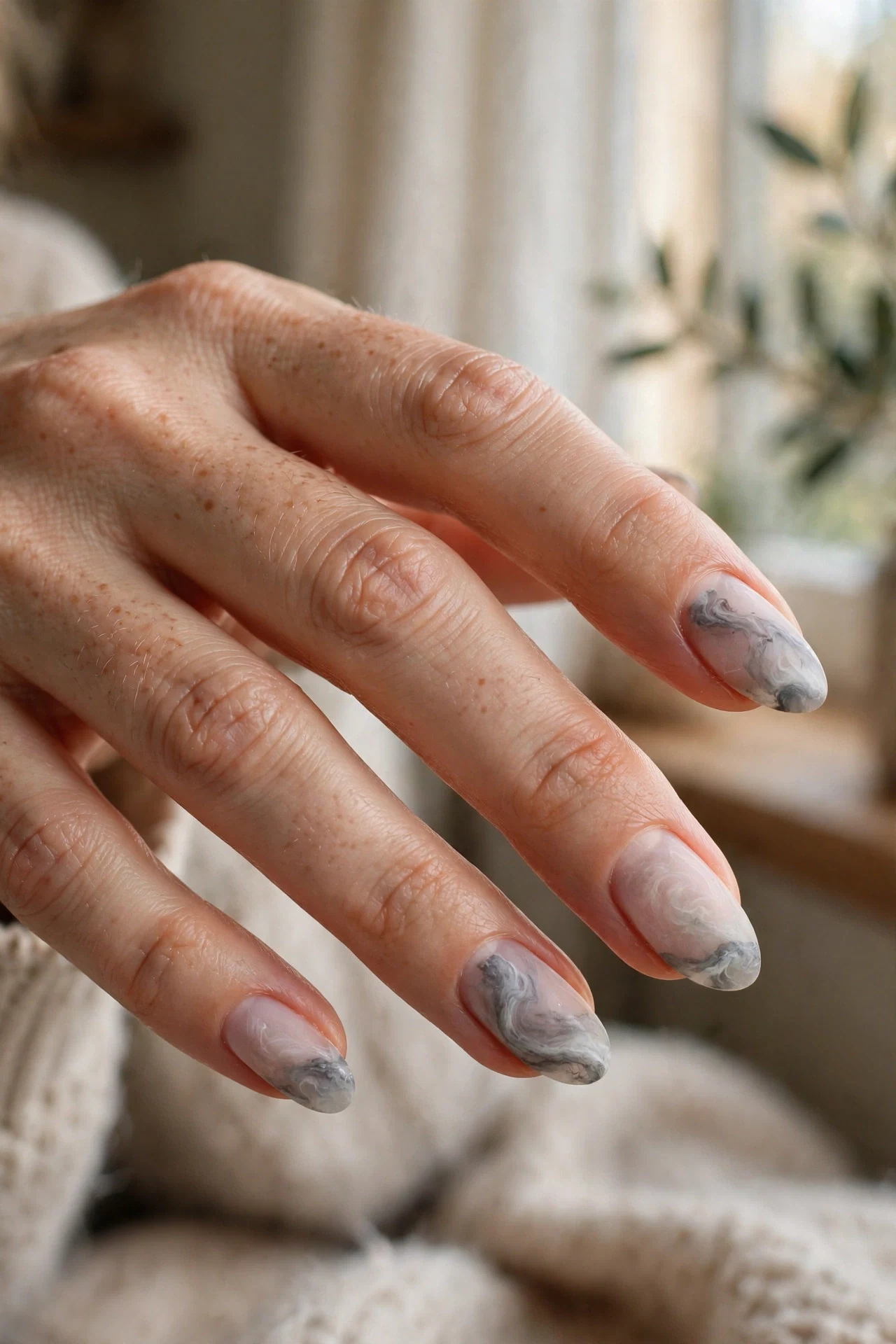 Frosted Gray Marble Tips