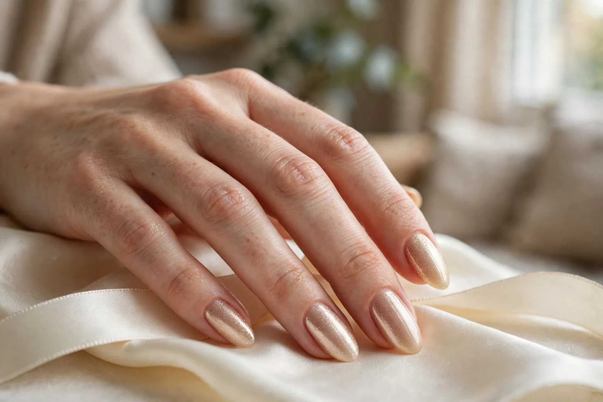Champagne Shimmer Nails