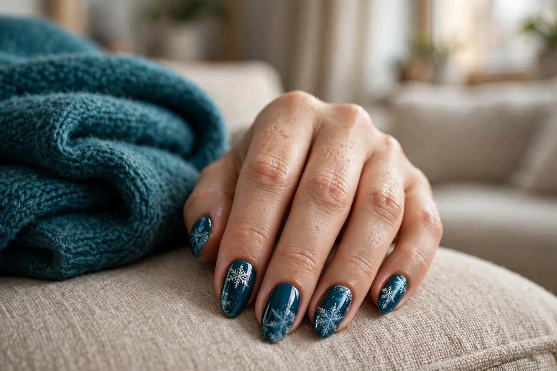 Deep Teal Winter Nails
