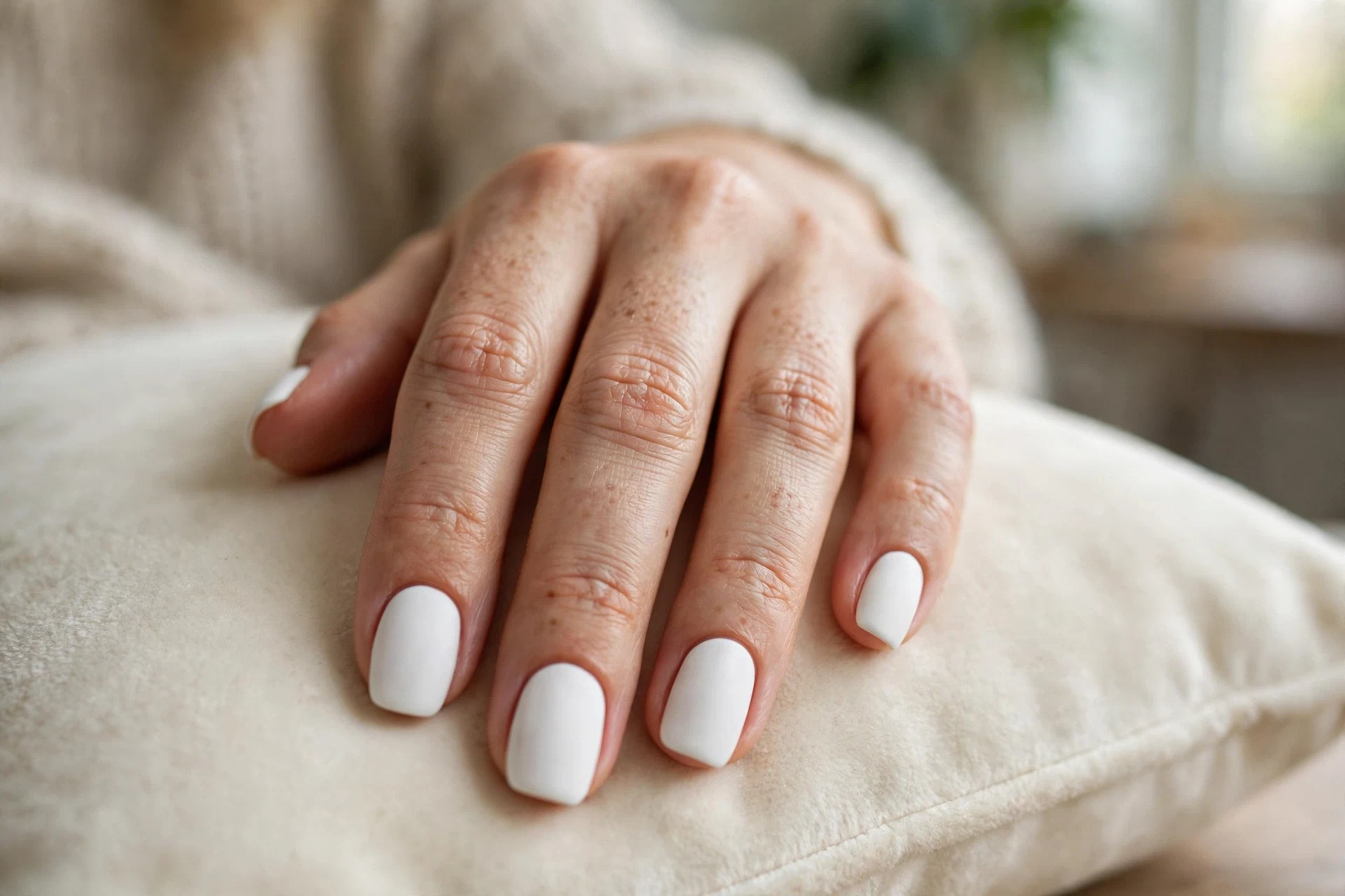 Snow White Matte Squoval Nails