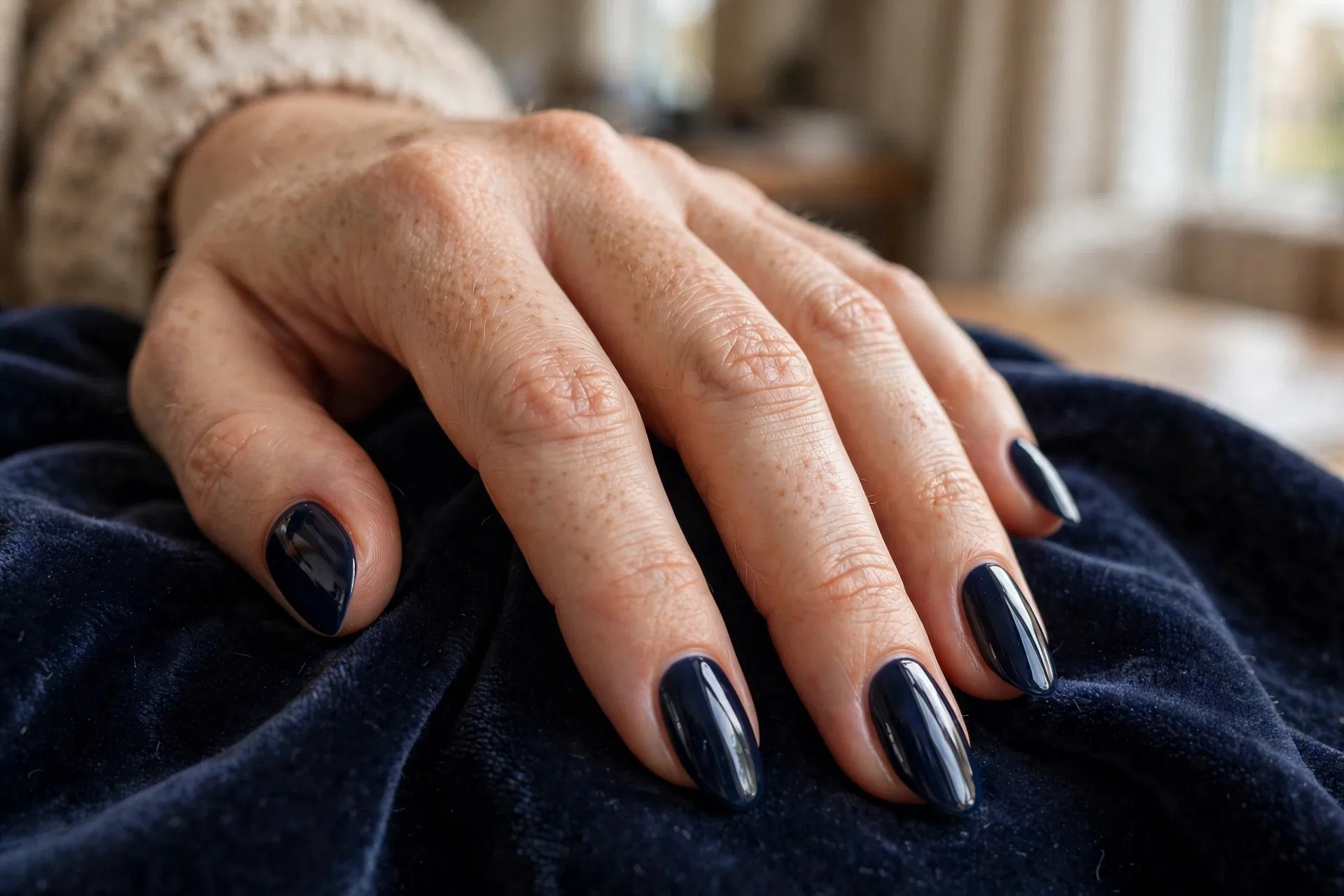 Deep Navy Glossy Nails