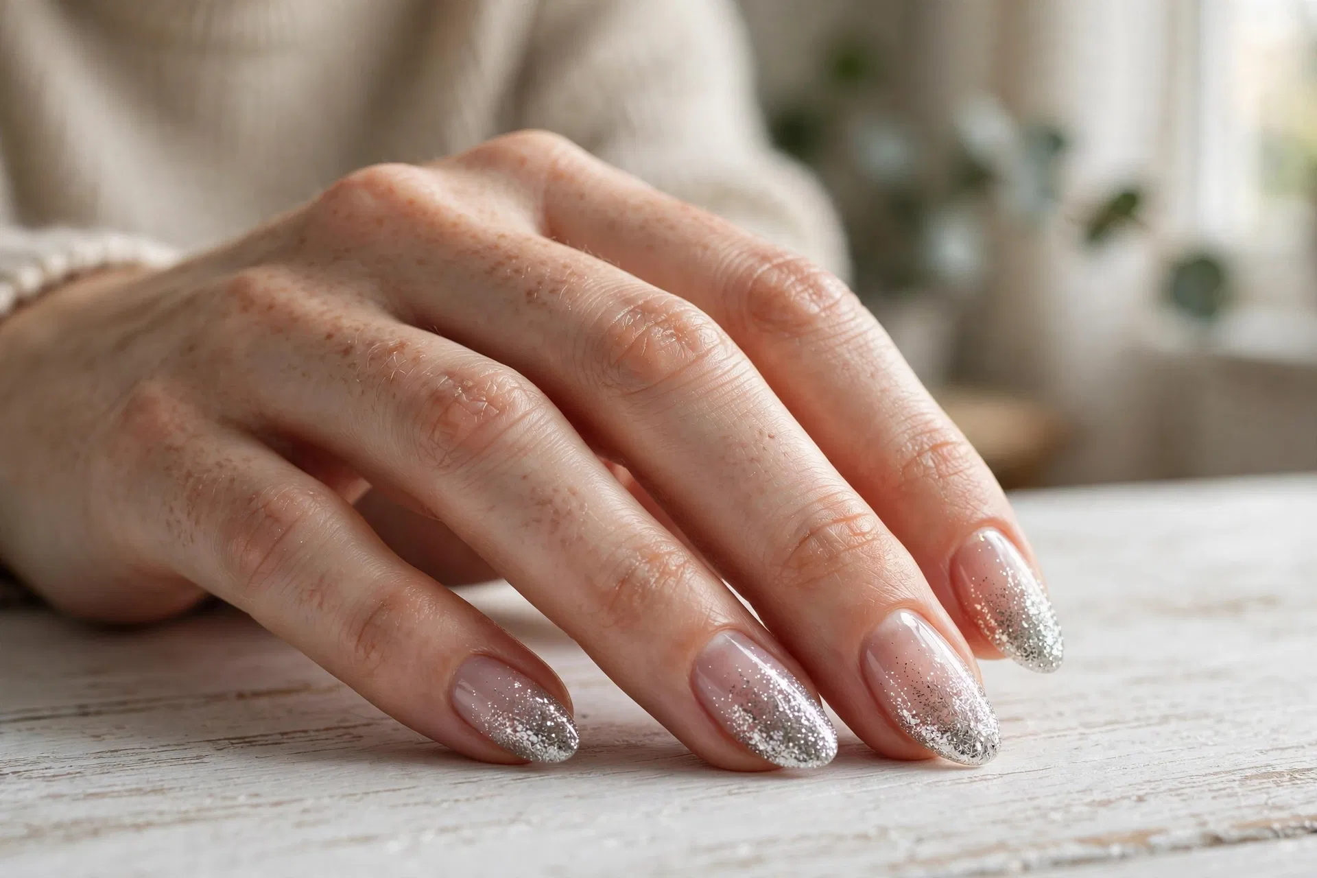 Twinkling Silver Glitter Fade