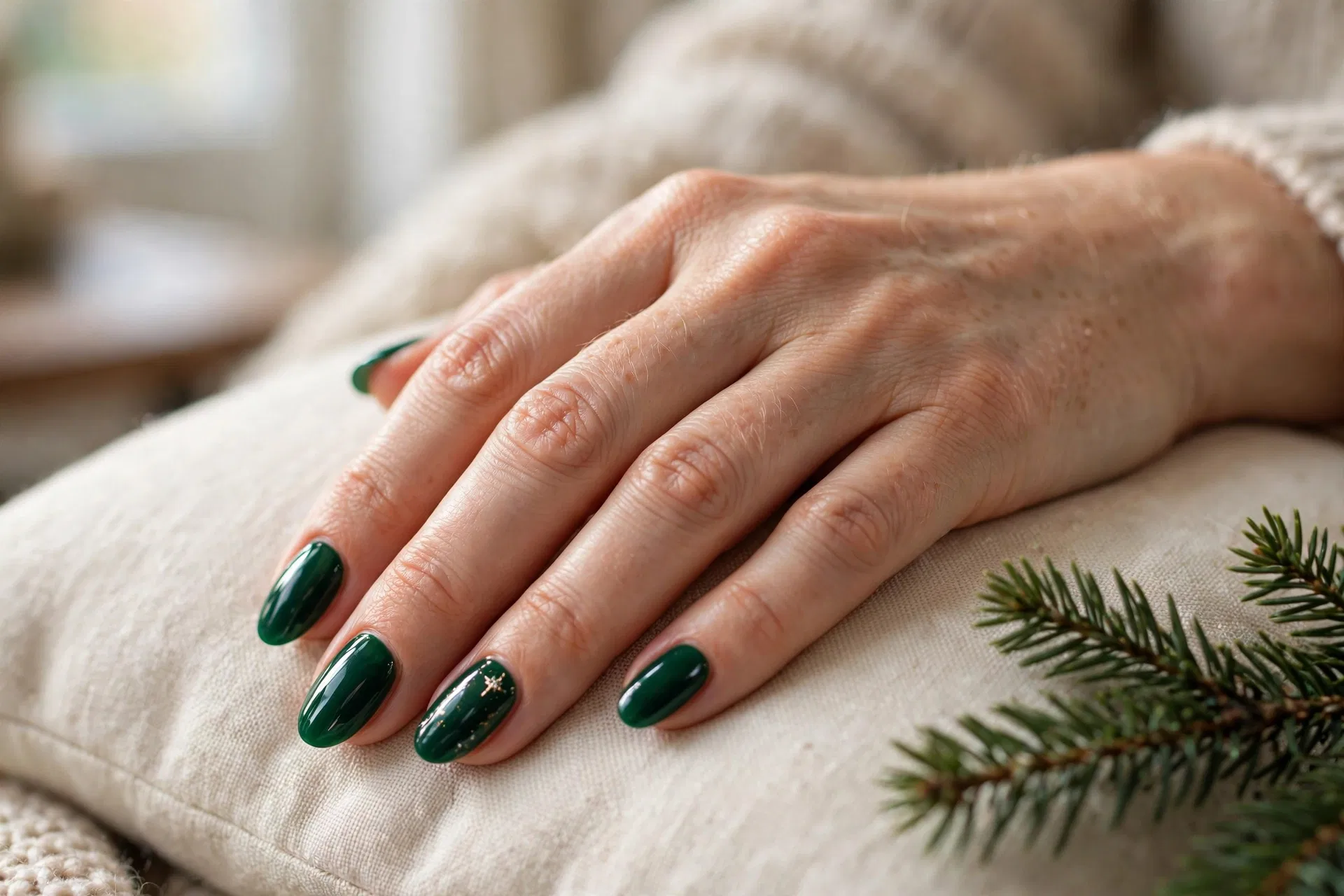 Deep Emerald Holiday Nails