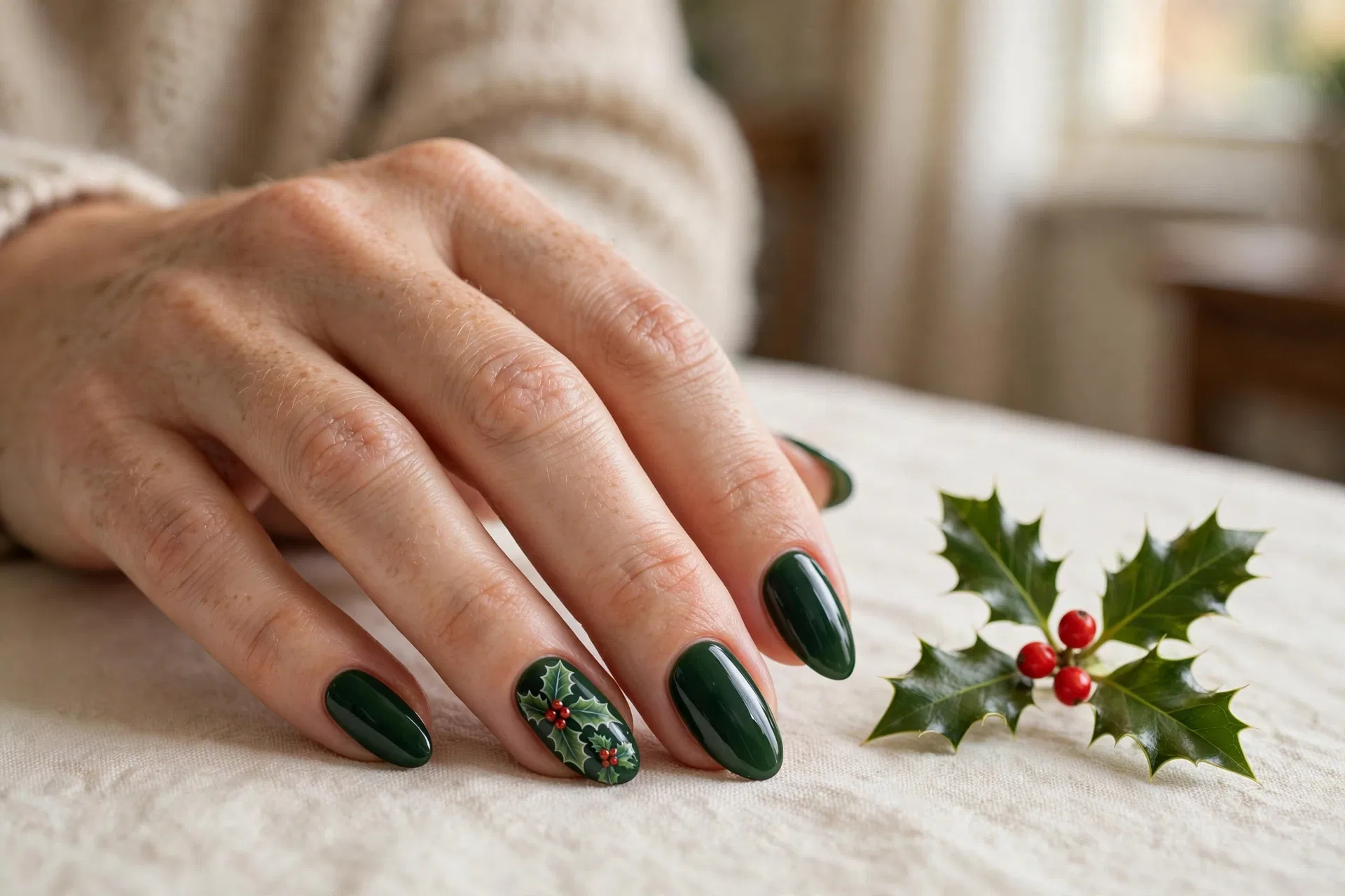 Holly Berry Accent Nails