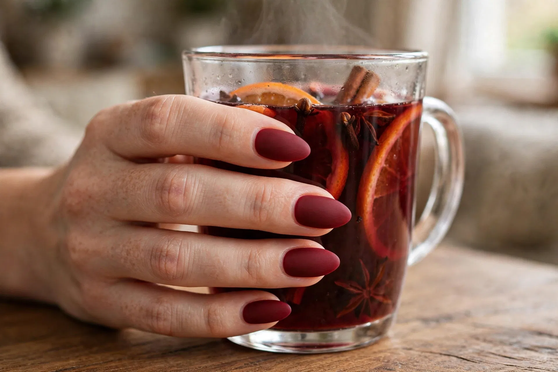 Mulled Wine Matte Nails