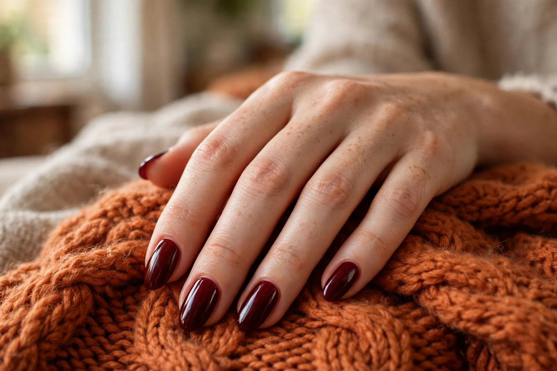 Cozy Fireside Burgundy Nails