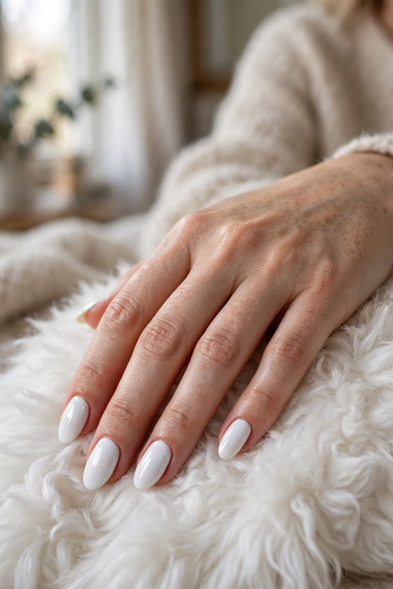 Winter White Almond Nails