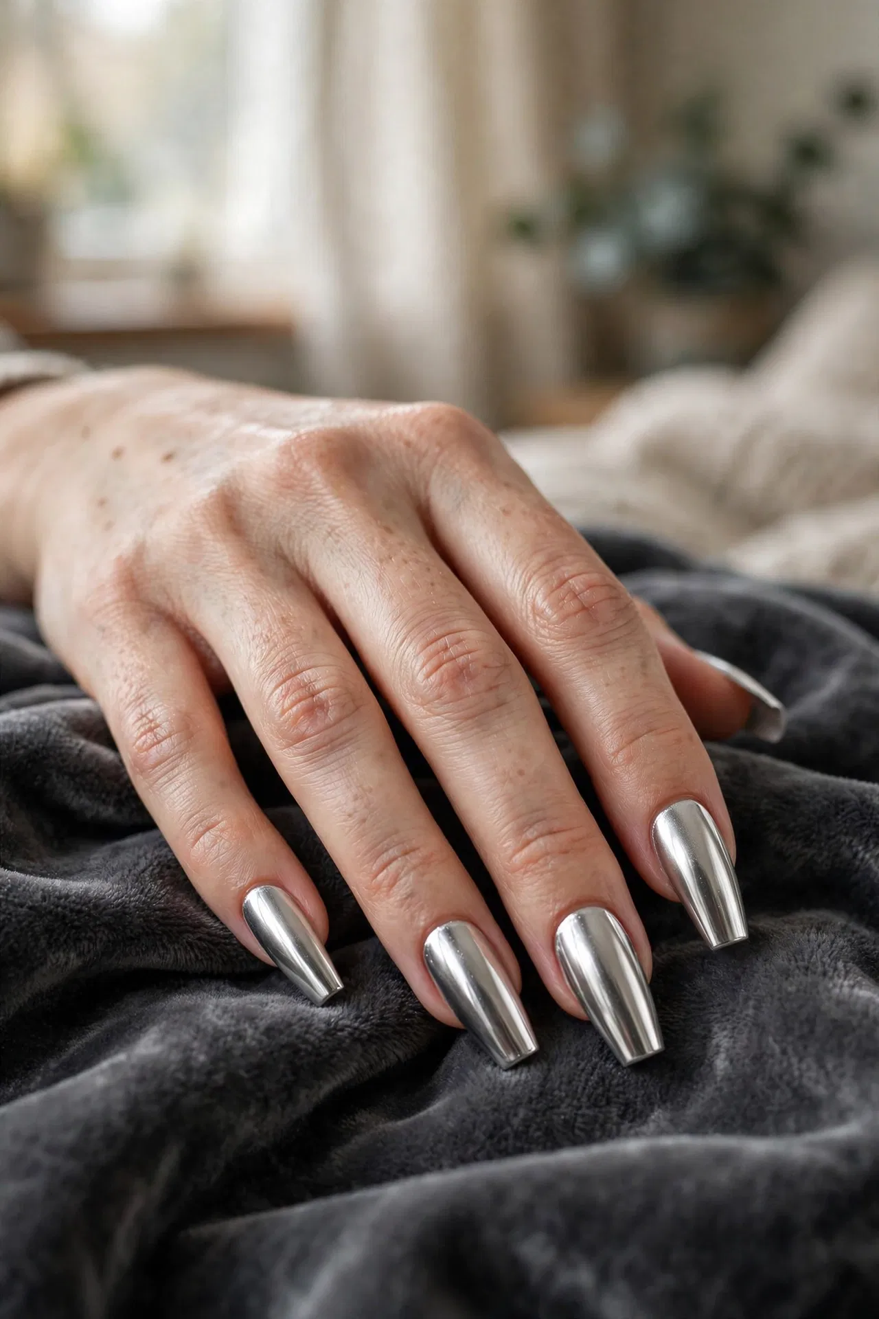 Silver Metallic Coffin Nails