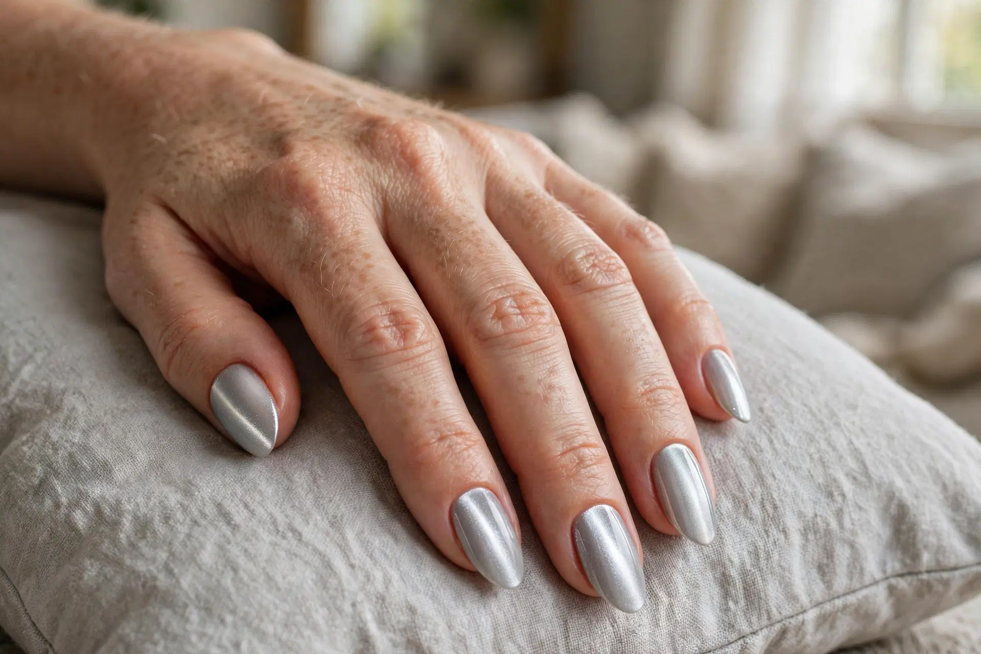 Icy Silver Cat Eye Nails