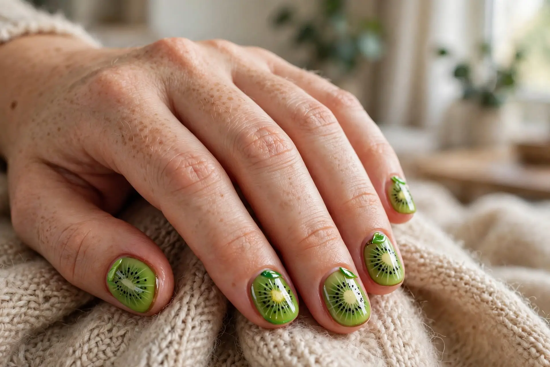 Kiwi Fruit Nail Art