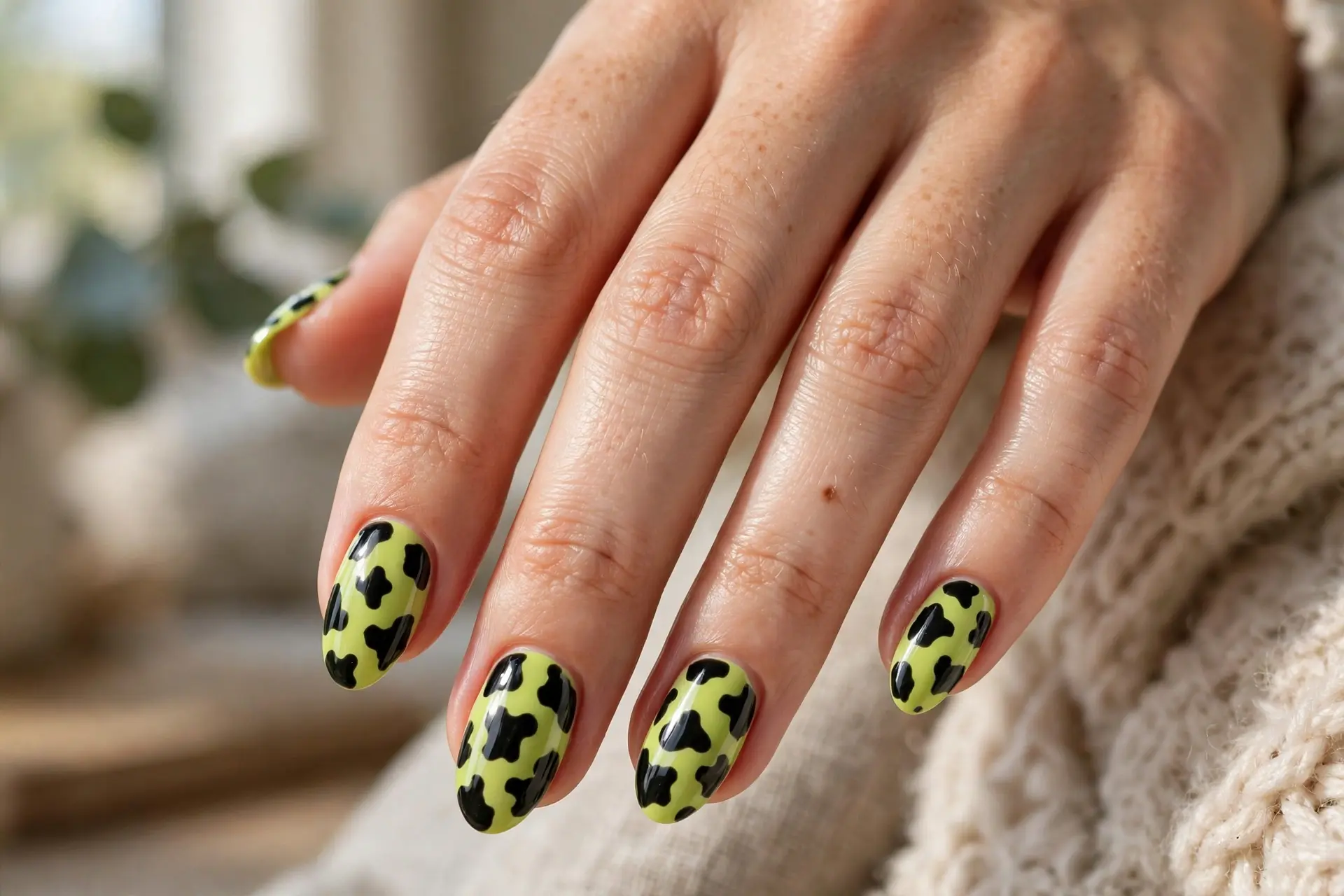 Lime Cow Print