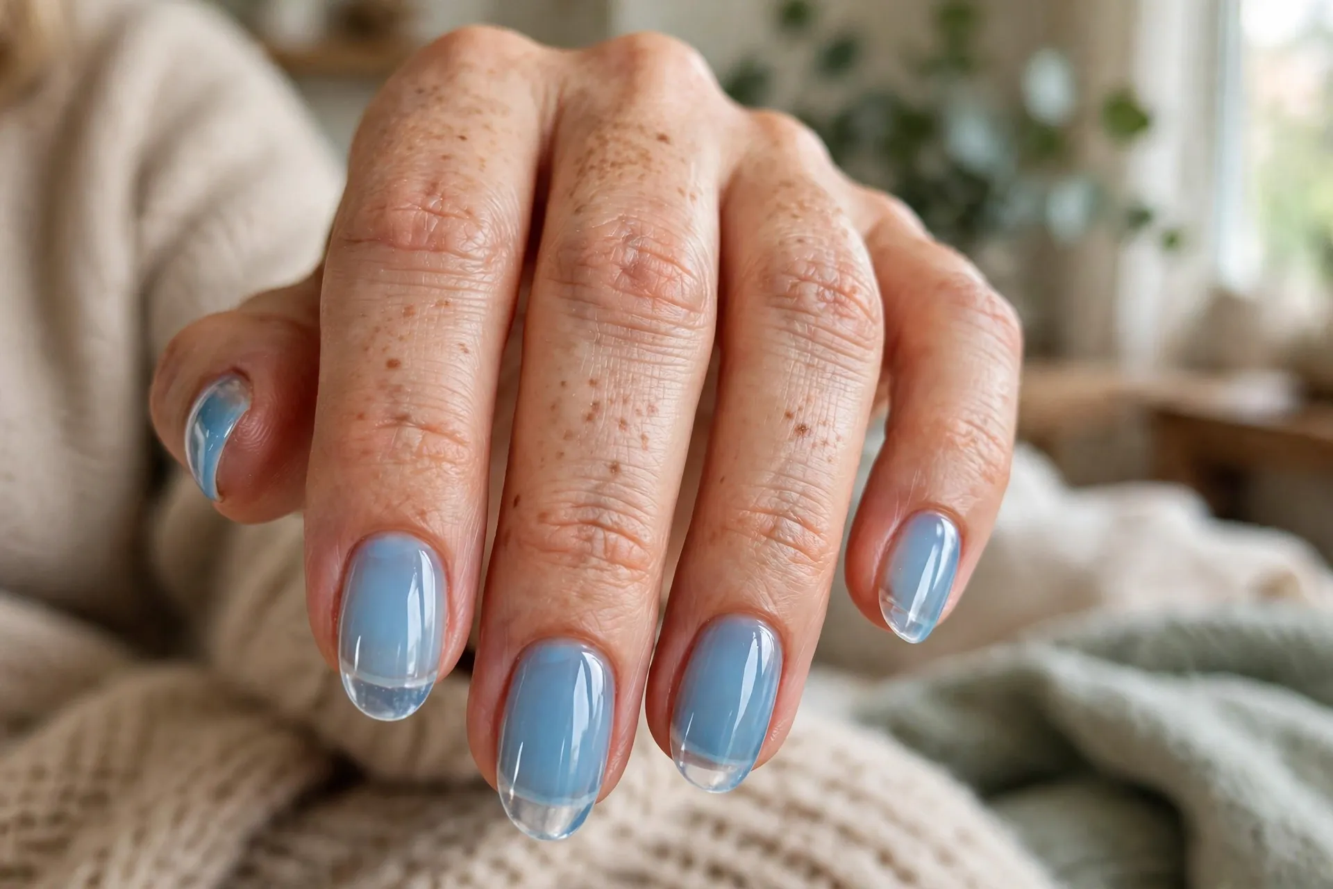 Sky Blue Jelly Nails