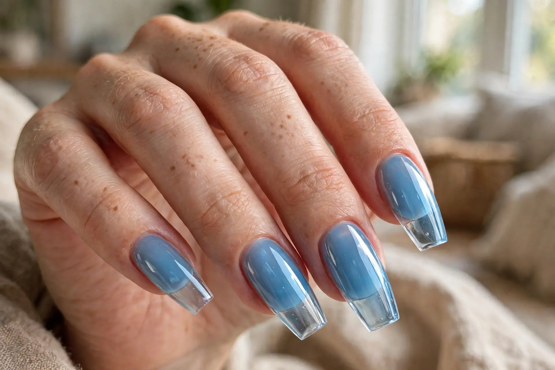 Sky Blue Glass Nails