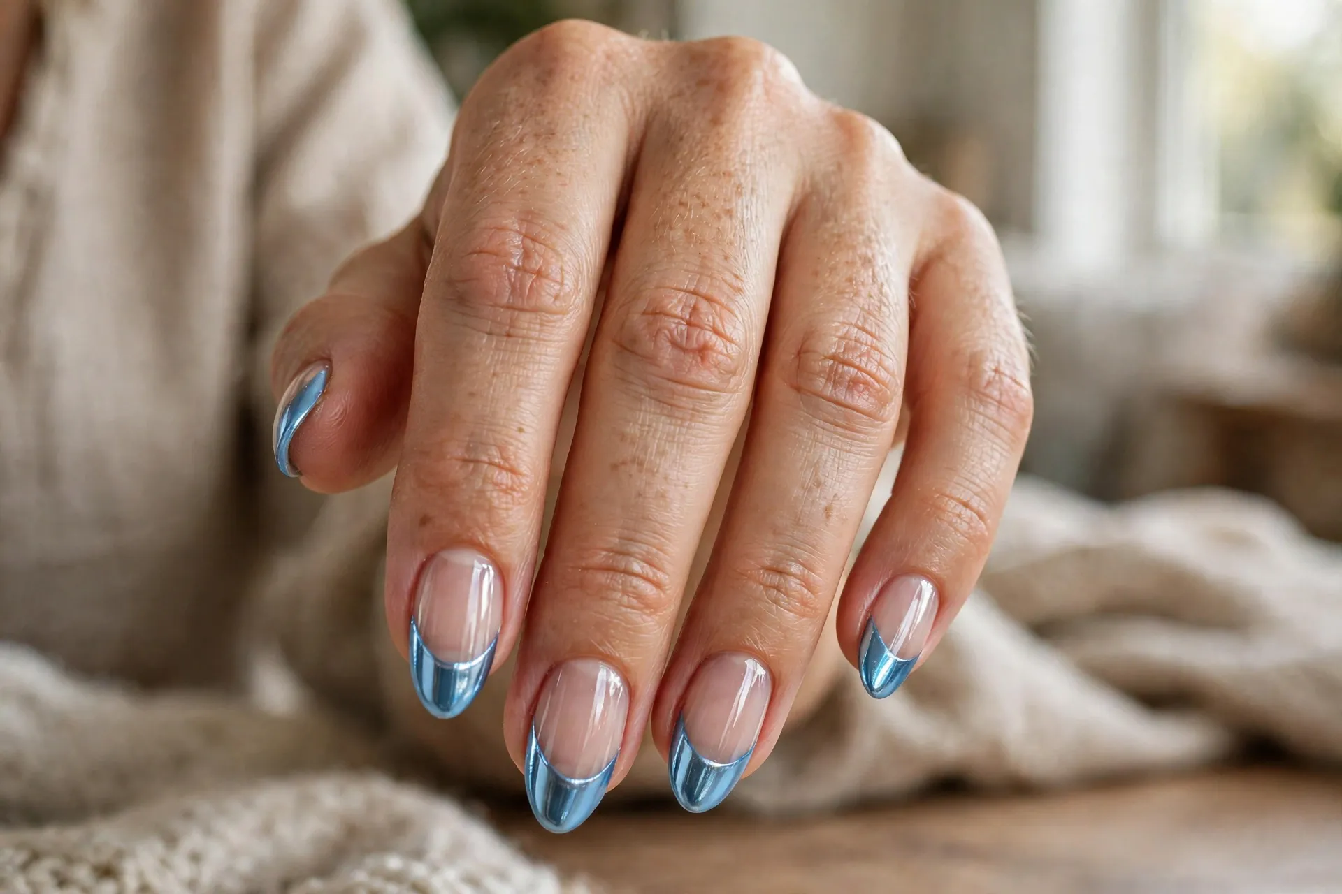 Sky Blue Chrome Tips